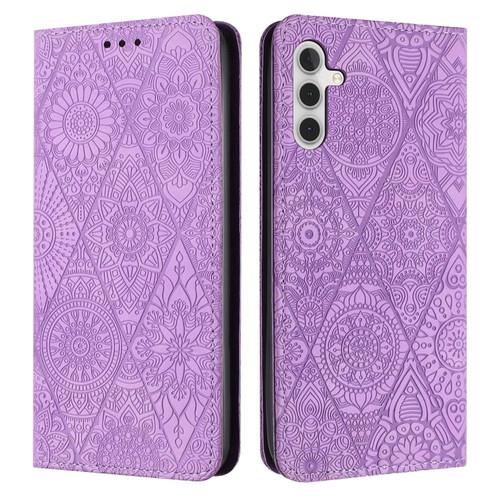 Samsung Galaxy A54 5G Ethnic Embossed Adsorption Leather Phone Case - Purple