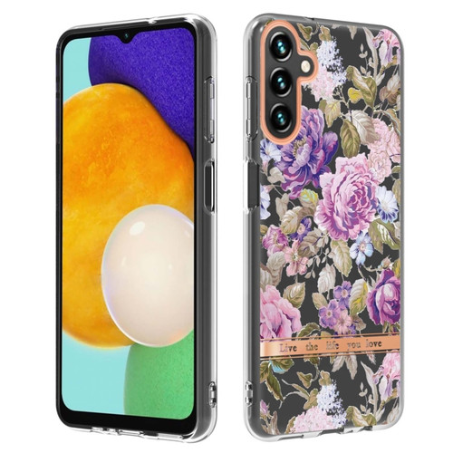 Samsung Galaxy A54 5G Flowers and Plants Series IMD TPU Phone Case - Purple Peony