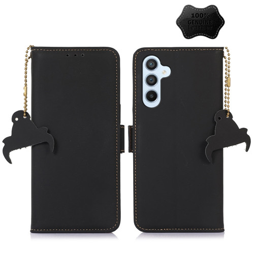 Samsung Galaxy A54 5G Genuine Leather Magnetic RFID Leather Phone Case - Black