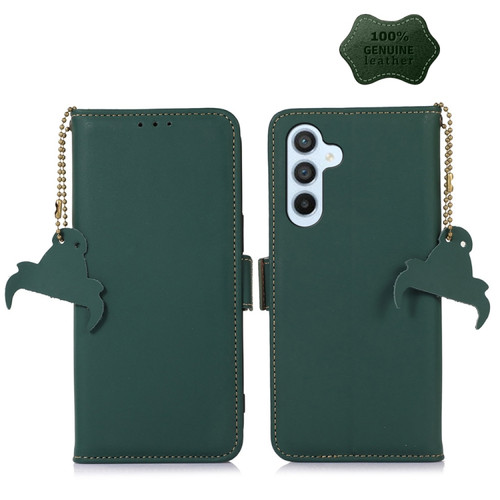 Samsung Galaxy A54 5G Genuine Leather Magnetic RFID Leather Phone Case - Green