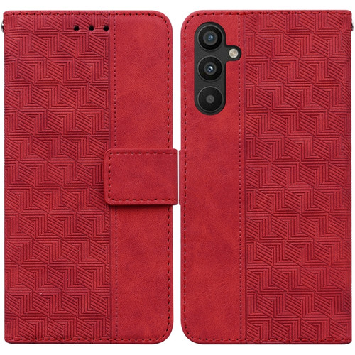 Samsung Galaxy A54 5G Geometric Embossed Flip Leather Phone Case - Red