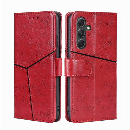 Samsung Galaxy A54 5G Geometric Stitching Leather Phone Case - Red