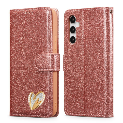 Samsung Galaxy A54 5G Glitter Powder Love Leather Phone Case - Pink