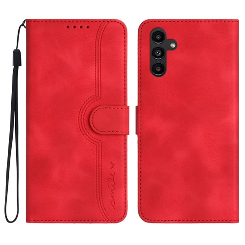 Samsung Galaxy A54 5G Heart Pattern Skin Feel Leather Phone Case - Red