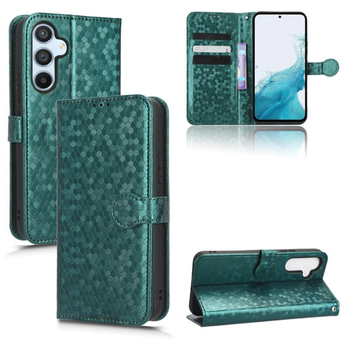 Samsung Galaxy A54 5G Honeycomb Dot Texture Leather Phone Case - Green