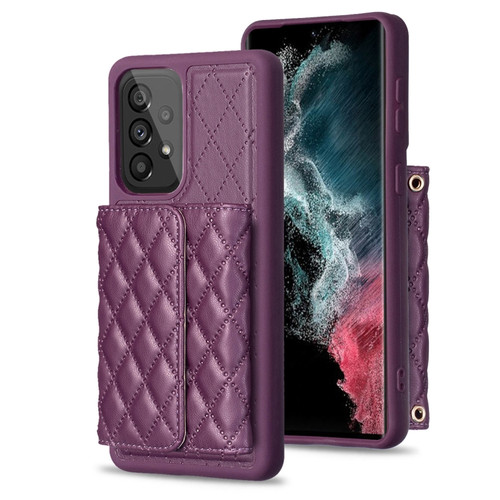 Samsung Galaxy A54 5G Horizontal Wallet Rhombic Leather Phone Case - Dark Purple