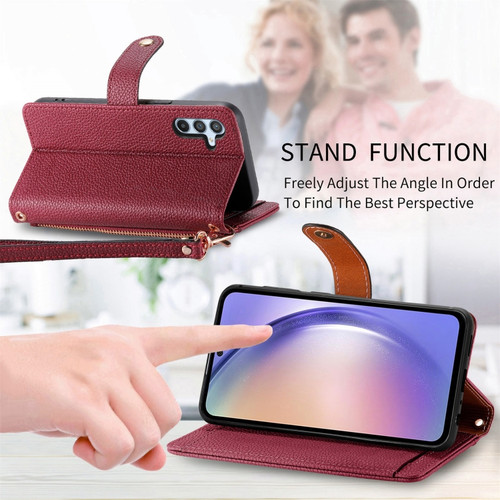 Samsung Cases - Galaxy A54 5G Cases Lanyard Leather Zipper Red