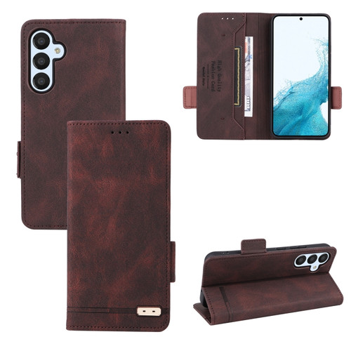 Samsung Galaxy A54 5G Magnetic Clasp Leather Phone Case - Brown