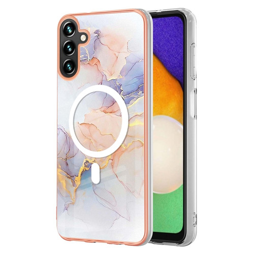 Samsung Galaxy A54 5G Marble Pattern Dual-side IMD Magsafe TPU Phone Case - White Marble