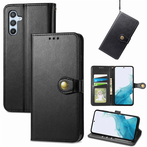 Samsung Galaxy A54 5G Retro Solid Color Buckle Leather Phone Case - Black