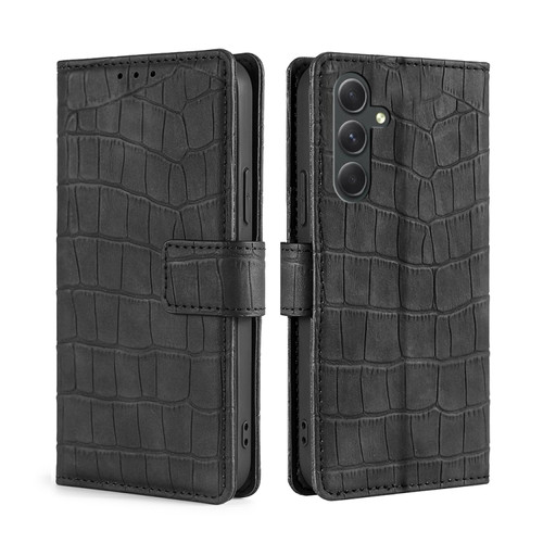 Samsung Galaxy A54 5G Skin Feel Crocodile Magnetic Clasp Leather Phone Case - Black