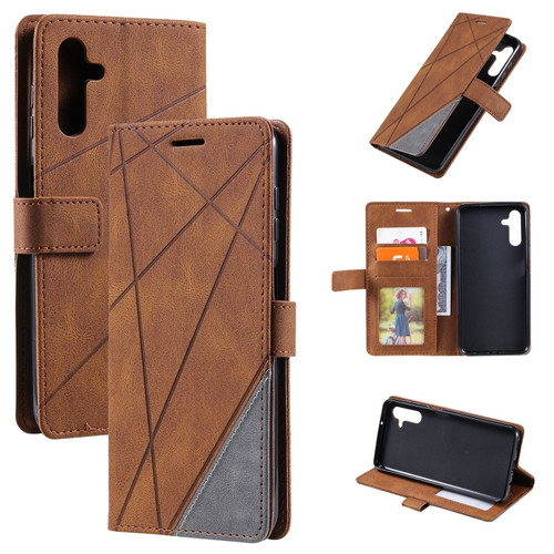 Samsung Galaxy A54 5G Skin Feel Splicing Horizontal Flip Leather Phone Case - Brown