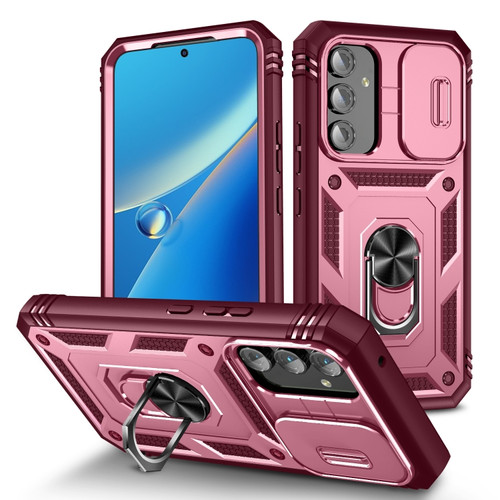 Samsung Galaxy A54 5G Sliding Camshield TPU + PC Phone Case - Pink+Red