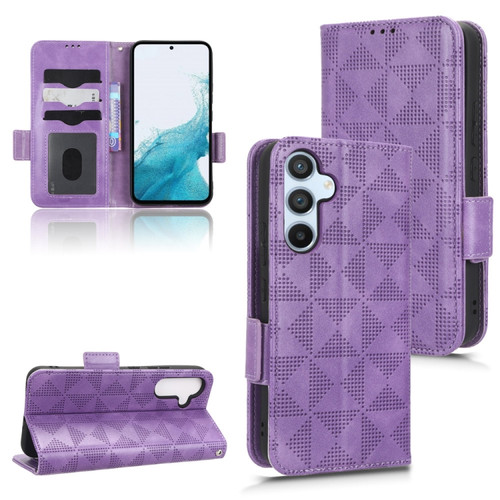 Samsung Galaxy A54 5G Symmetrical Triangle Leather Phone Case - Purple
