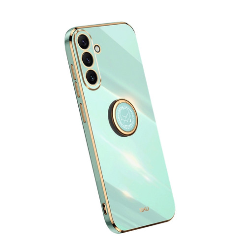 Samsung Galaxy A54 5G XINLI Straight Edge Electroplate TPU Phone Case with Ring - Mint Green