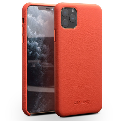 iPhone 11 Pro Max QIALINO Shockproof Top-grain Leather Protective Case - Orange