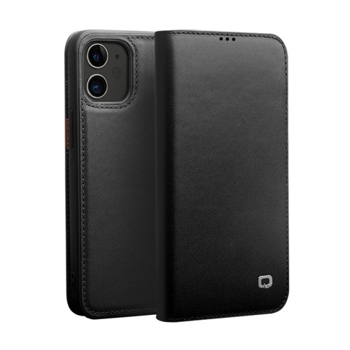 iPhone 12 / 12 Pro QIALINO Business Horizontal Flip Leather Case with Holder & Card Slots & Wallet - Black