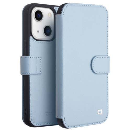 iPhone 13 QIALINO Magnetic Buckle Phone Leather Case with Card Slot - Sierra Blue