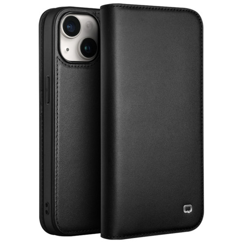 iPhone 15 Plus QIALINO Classic Gen2 Genuine Leather Phone Case - Black