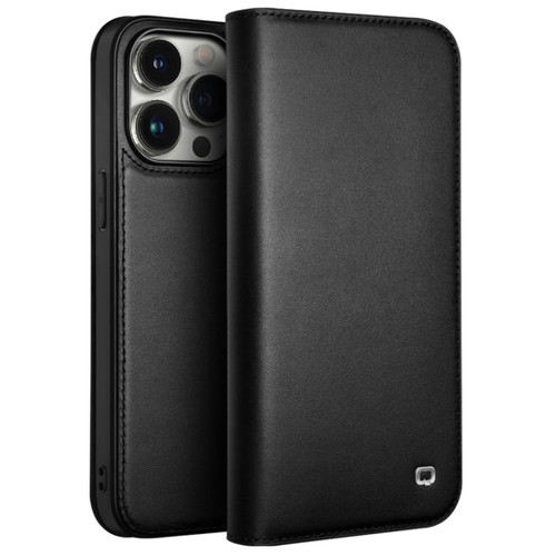 iPhone 15 Pro QIALINO Classic Gen2 Genuine Leather Phone Case - Black