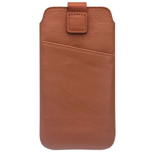 iPhone XR QIALINO Nappa Texture Top-grain Leather Liner Bag with Card Slots - Brown