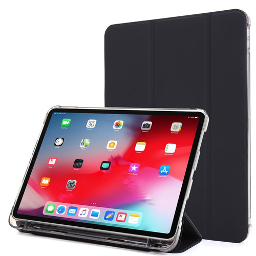 iPad Pro 12.9 2022 / 2021 Multi-folding Horizontal Flip PU Leather + Shockproof Airbag TPU Tablet Case with Holder & Pen Slot & Wake-up / Sleep Function - Black