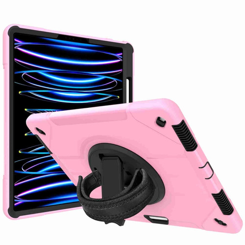 360-degree Rotating Holder Tablet Case with Wristband iPad Pro 12.9 2021 / 2020 - Pink + Black