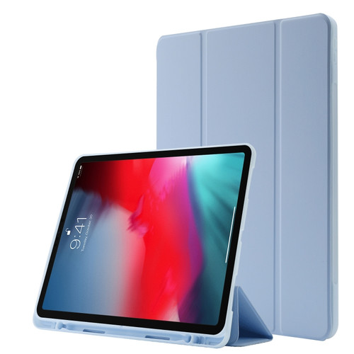 Skin Feel Pen Holder Tri-fold Tablet Leather Case iPad Pro 12.9 2022 / 2021 / 2020 / 2018 - Light Blue