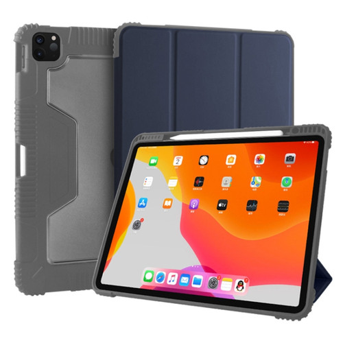 iPad Pro 12.9 inch 2022 / 2021 / 2020 Mutural Horizontal Flip PC + TPU + PU Leather Tablet Case with Holder & Pen Slot - Dark Blue