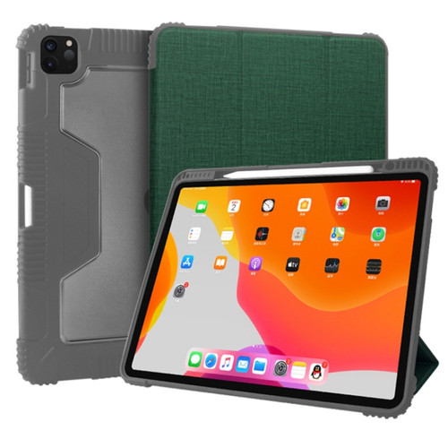 iPad Pro 12.9 inch 2022 / 2021 / 2020 Mutural Horizontal Flip PC + TPU + PU Leather Tablet Case with Holder & Pen Slot - Dark Green