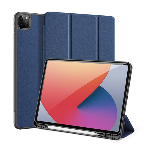 iPad Pro 12.9 2022 / 2021 / 2020 DUX DUCIS Domo Series Horizontal Flip Magnetic TPU + PU Leather Tablet Case with Three-folding Holder & Pen Slot & Sleep / Wake-up Function - Blue