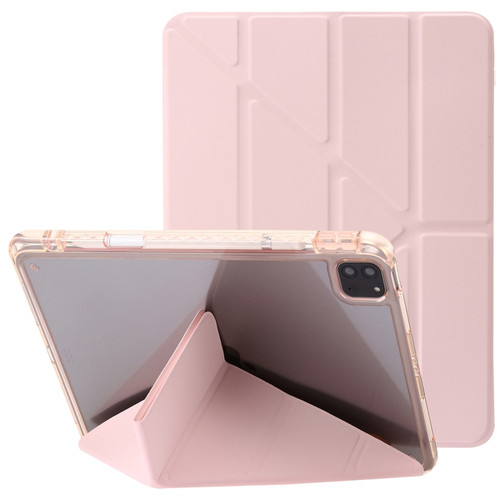 Clear Acrylic Deformation Leather Tablet Case iPad Pro 11 2022 / 2021 / 2020 / Air 10.9 2022 / 2020 - Pink