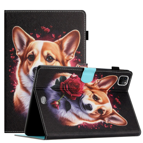 iPad Pro 11 / Air 4 / Air 5 Coloured Drawing Stitching Smart Leather Tablet Case - Corgi