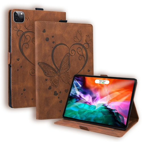 iPad Pro 11 2022 / 2021 / 2018 / Air 2020 10.9 Love Butterfly Pattern Horizontal Flip Leather Tablet Case with Holder & Sleep / Wake-up Function - Brown