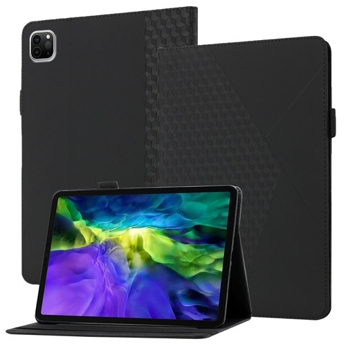 iPad Pro 11 2022 / 2021 / 2020 / 2018 Rhombus Skin Feel Horizontal Flip Tablet Leather Tablet Case with Card Slots & Holder & Sleep / Wake-up Function - Black