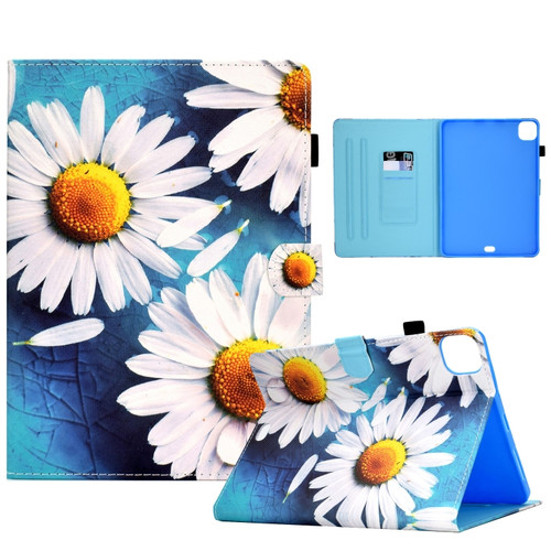 iPad Pro 11 2022 / 2021 / 2020 Sewing Pen Slot Leather Tablet Case - Sunflower