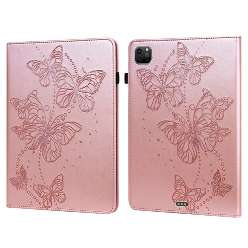 iPad Pro 11 2022 / 2021 / Air 2020 10.9 Embossed Butterfly Leather Tablet Case - Pink