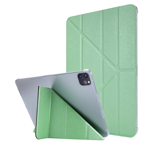 iPad Pro 11 2022 / 2021 Silk Texture Horizontal Deformation Flip Leather Tablet Case with Holder - Green