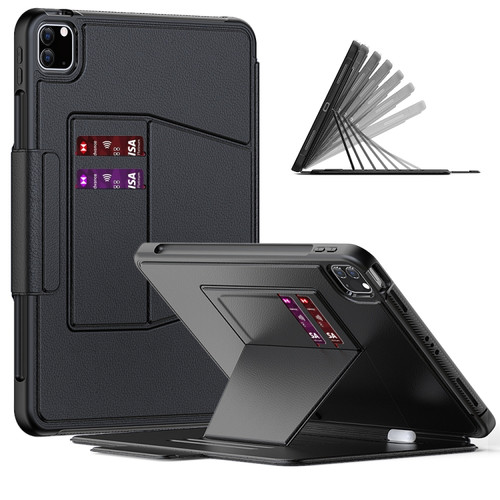 iPad Pro 11 2022 / 2021 Smart B Magnetic Horizontal Flip Leather Tablet Case with 7-speed Bracket & Card Slots & Pen Slot & Sleep / Wake-up Function - Black