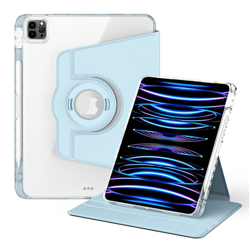 iPad Pro 11 2022 / Air 10.9 2022 360 Rotation Detachable Clear Acrylic Leather Tablet Case - Ice Blue