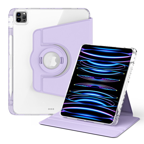 iPad Pro 11 2022 / Air 10.9 2022 360 Rotation Detachable Clear Acrylic Leather Tablet Case - Light Purple