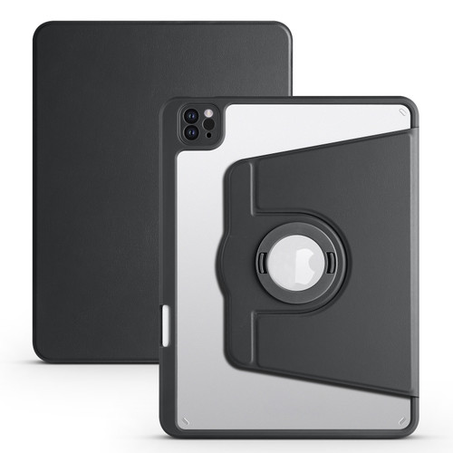 iPad Pro 11 2022 / Air 10.9 2022 Acrylic 360 Rotation Detachable Leather Tablet Case - Black