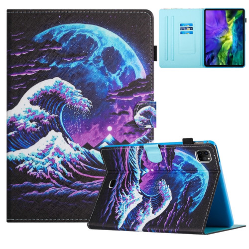 iPad Pro 11 2022 / Air 10.9 2022 Colored Drawing Stitching Leather Tablet Smart Case - Sea Wave