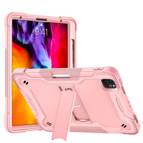 iPad Pro 11 inch Silicone PC Shockproof Tablet Case with Holder - Rose Gold