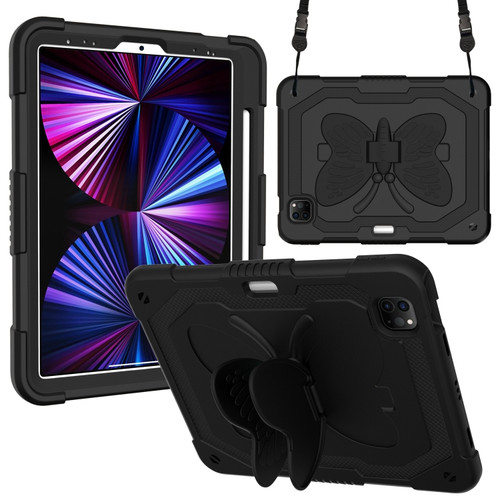 Pure Color PC + Silicone Anti-drop Tablet Tablet Case with Butterfly Holder & Pen Slot iPad Pro 11 2018 & 2020 & 2021 & Air 2020 10.9 - Black