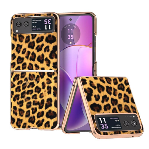 Motorola Razr 2023 Nano Plating Leopard Print Phone Case - Gold