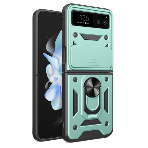 Motorola Razr 2023 Sliding Camera Cover Design TPU Hybrid PC Phone Case - Mint Green