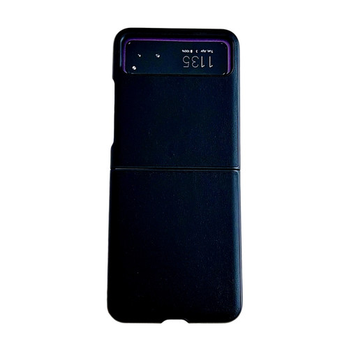 Motorola Razr 2023 Solid Color Leather Texture Phone Case - Black