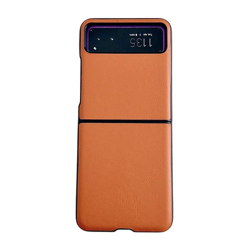 Motorola Razr 2023 Solid Color Leather Texture Phone Case - Orange