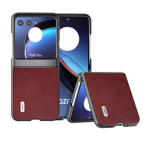Motorola Razr+ 2023 ABEEL Two-color Calf Texture PU Phone Case - Red
